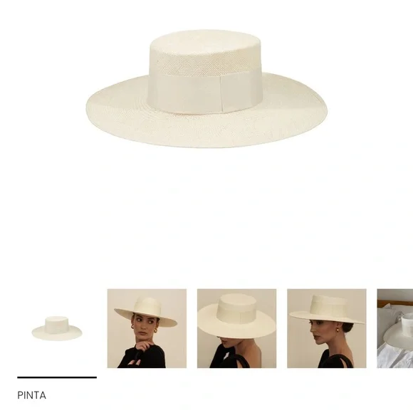 New Artesano Pinto Elegant Cream white Wide-Brim Hat Large L M adjustable boater - Picture 5 of 10